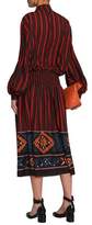 Thumbnail for your product : Stella Jean Smocked Striped Crepe De Chine Midi Dress