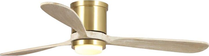 Parrot Uncle Mayna 52 in. Color Changing Integrated LED Sand Gold Flush Mount Ceiling Fan with Light and Remote Control