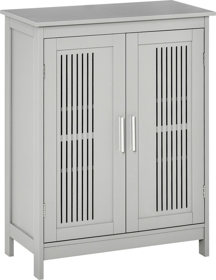 kleankin Modern Bathroom Floor Free Standing Linen Storage Cupboard with 3