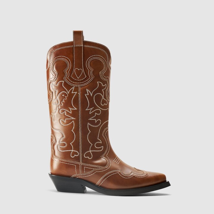 Ganni Womens Western Brown Boots ShopStyle