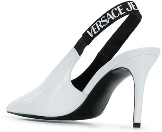 Versace Jeans Couture Logo Strap Slingback Pumps