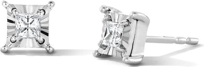 Zales 1/4 CT. T.w. Certified Princess-Cut Lab-Grown Diamond Solitaire Stud Earrings in Sterling Silver (F/Vs2)