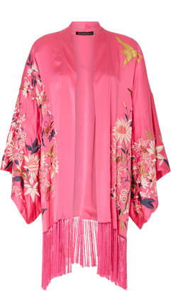 Josie Natori M'O Exclusive Fringe Floral Kimono Jacket