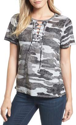 Lucky Brand Lace-Up Camo Tee