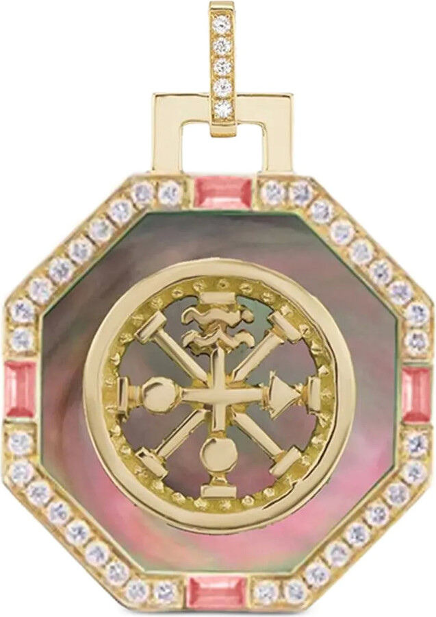 Sorellina 18K yellow gold Ruota Wheel diamond pendant