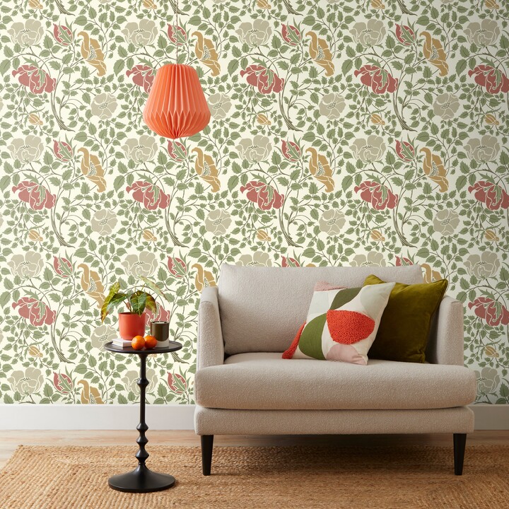 Dunelm Arts and Crafts Botanical Cream Wallpaper Cream/Green ShopStyle