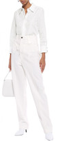 Thumbnail for your product : Sally LaPointe Coated Linen-paneled Stretch-cady Straight-leg Pants