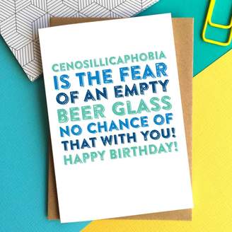 Do You Punctuate? Happy Birthday A Fear On An Empty Beer Glass Funny Card