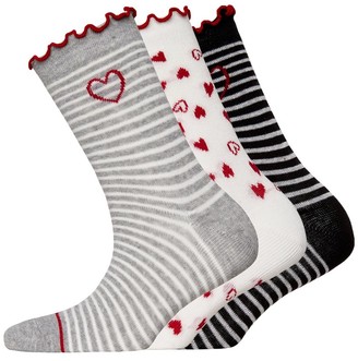 Lovestruck Womens Three Pack Frill Socks Heart