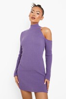 Thumbnail for your product : boohoo Rib Knit Cold Shoulder Asym Dress