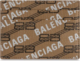 Balenciaga Signature Card Holder Bb Monogram Coated Canvas And Allover Logo