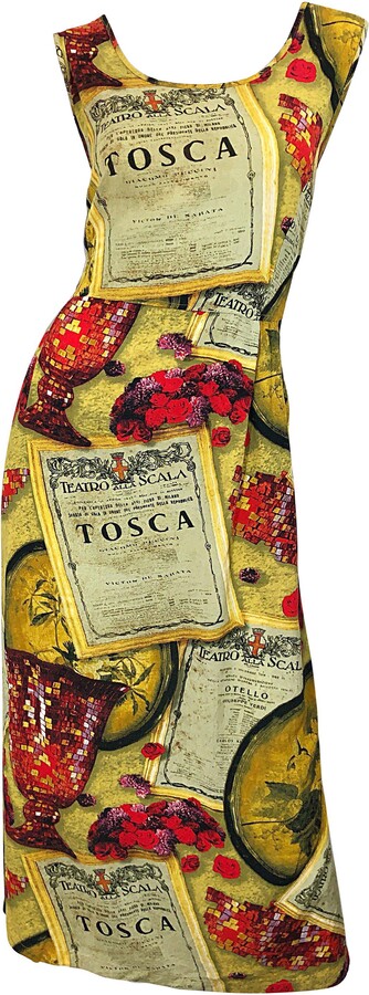 Jam's World Amazing 1990s Novelty Tosca Opera Wine Print Large Size Vintage 90s Maxi Dress