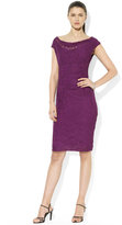 Thumbnail for your product : Lauren Ralph Lauren Cap-Sleeve Cowl-Neck Lace Dress