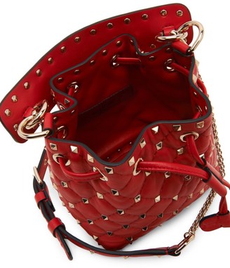 Valentino Garavani Mini Rockstud Spike Leather Bucket Bag