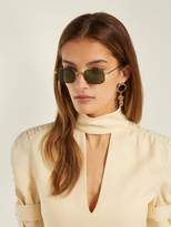 Thumbnail for your product : Garrett Leight Rectangle Frame Sunglasses - Womens - Dark Green