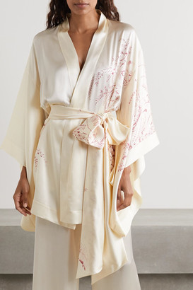 Carine Gilson Floral-print Silk-satin Robe - Cream