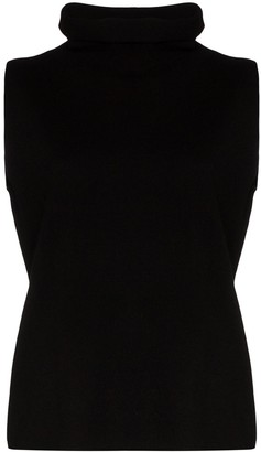 Ply-Knits Sleeveless Cashmere Turtleneck Top