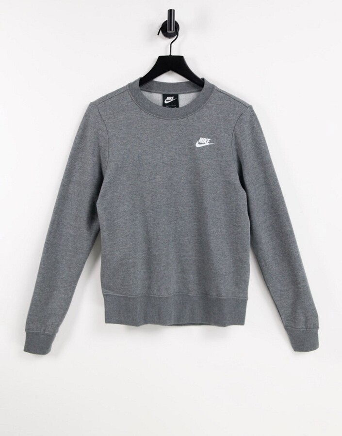 Nike Club Essentials crew neck sweatshirt in charcoal heather - ShopStyle