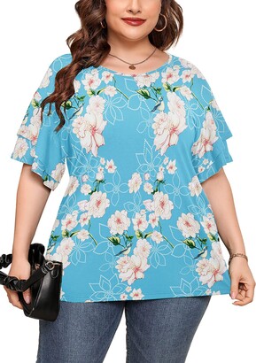 Plus Size Loose Bawing Sleeve Elegant Summer Cape Blouse Women 3/4 Sleeve  Loose Casual Office