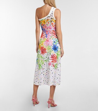 Christopher Kane Floral one-shoulder cotton midi dress