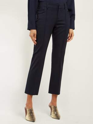 Chloé Slim-leg Wool-blend Trousers - Womens - Navy