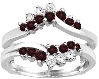 TwoBirch Genuine Ruby Mounted In Sterling Silver Fancy Bypass Style Ring Guard Enhancer (0.66ctw)