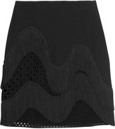 Thumbnail for your product : Stella McCartney Corinna fringed crepe and wicker lace mini skirt