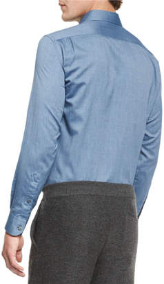 Ermenegildo Zegna Baby Flannel Long-Sleeve Sport Shirt, Dark Blue