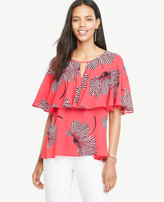 Ann Taylor Floral Tiered Ruffle Top