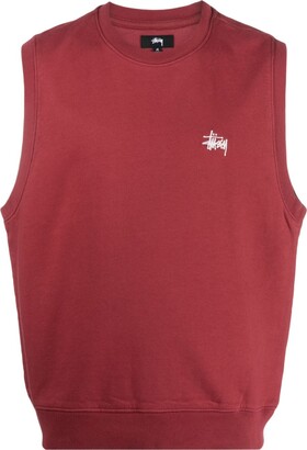 トップス stussy logo-embroidered vest Stussy Logo-Embroidered Cotton Vest - ShopStyle