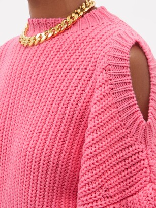 A.W.A.K.E. Mode Cold-shoulder Open-sleeve Wool-blend Sweater - Pink