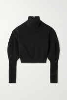 Thumbnail for your product : Alexander McQueen Cropped Ribbed Wool And Cashmere-blend Turtleneck Sweater - Black - S