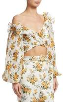 Thumbnail for your product : Zimmermann Golden Surfer Printed Cropped Blouse