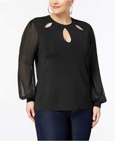 Thumbnail for your product : INC International Concepts Plus Size Bishop-Sleeve Cutout Sweater, Created for Macy's