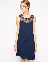 Thumbnail for your product : Vila Titra Sleeveless Drawstring Dress With Lace Panel