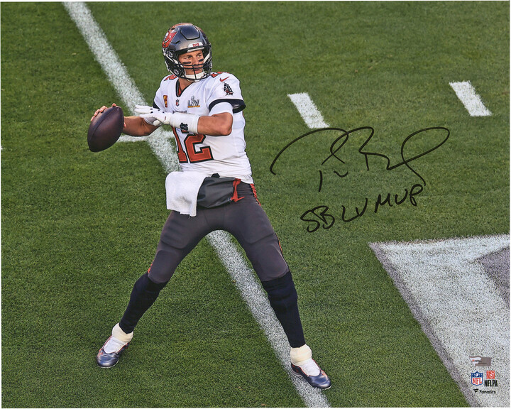Fanatics Authentic Tom Brady Tampa Bay Buccaneers Autographed 16'' x 20'' Super Bowl LV Champions Super Bowl LV Action Photograph with ''LV MVP'' Inscription