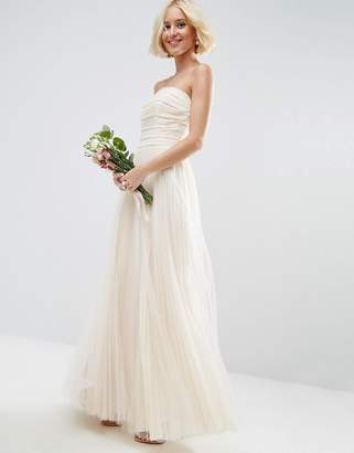 ASOS Edition Bridal Ruched Mesh Bandeau Maxi Dress