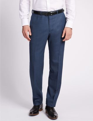 Marks and Spencer Blue Regular Fit Wool Trousers