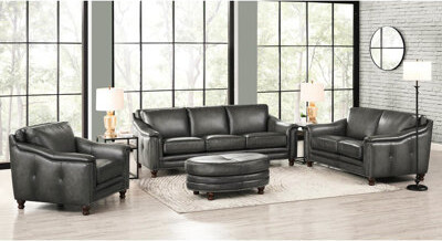 Leather Lounge Chair With - Foam Padded Back, Relaxing Comfortable Armchair Hand-applied Trim, Elegant Style