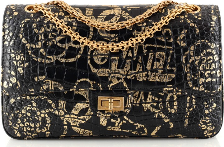 Chanel Black Crocodile Leather Classic Maxi Single Flap Bag Chanel
