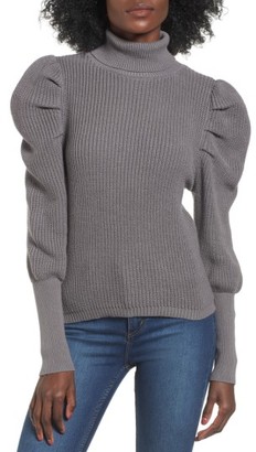 Leith Women's Puff Sleeve Turtleneck Sweater