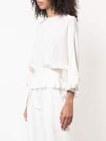 Thumbnail for your product : Derek Lam Short Sleeve Crepe Blouse with Ruffle Hem Detail
