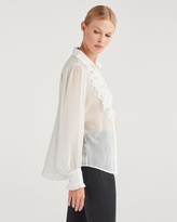 Thumbnail for your product : 7 For All Mankind Chiffon Ruffle Yoke Top in Soft White