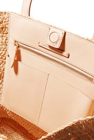 Thumbnail for your product : Loeffler Randall Cruise Pompom-embellished Leather-trimmed Woven Raffia Tote - Beige