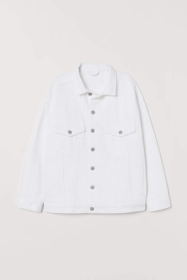 H&M Oversized Denim Jacket - White - ShopStyle