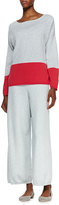 Thumbnail for your product : Joan Vass Long-Sleeve Colorblocked Cotton Top, Women's