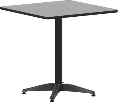 Emma and Oliver EmmaandOliverBlack27.5''SquareMetalTablewithBaseforIndoorandOutdoorUse