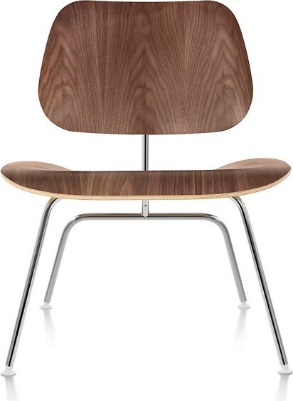 Herman Miller Eames Molded Plywood Lounge Chair with Metal Legs in Beige
