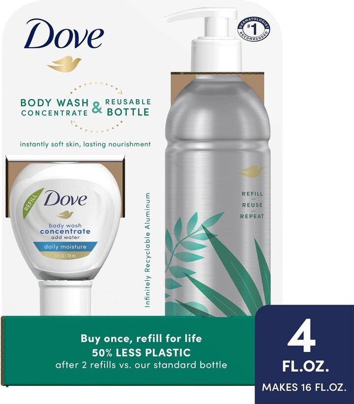 Dove Beauty Daily Moisture Body Wash Refill Concentrate & Reusable