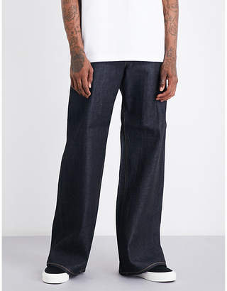 Junya Watanabe Leopard pocket-detail regular-fit wide high-rise jeans